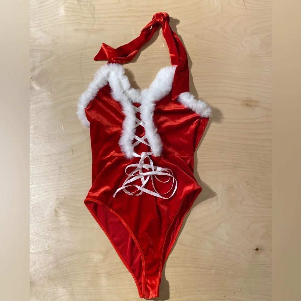 Avid Love Red One Piece Santa Swimsuit with White Trim XXL (OP)